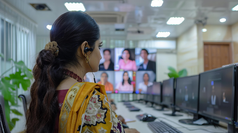 Hybrid virtual event organizer gurgaon team managing multi-camera event production