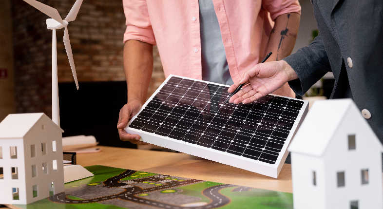 A corporate team building a solar-powered system for a community center in Delhi NCR.