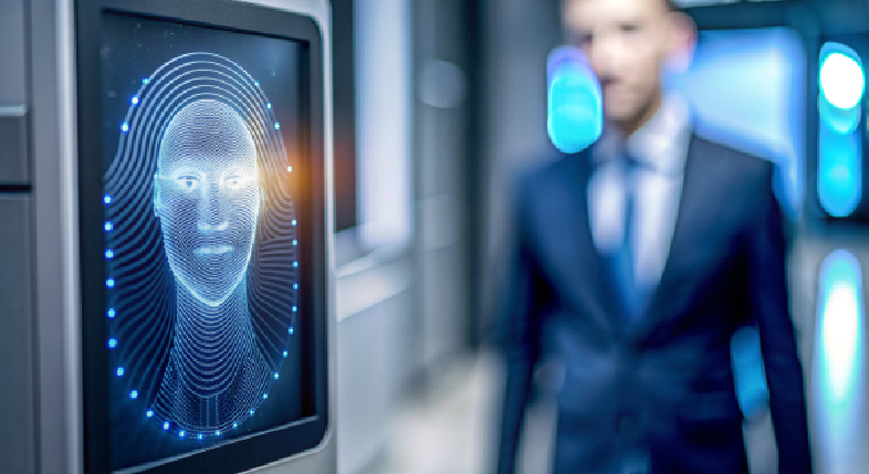 A highly secure, high-tech corporate summit registration gateway in Delhi NCR featuring automated facial recognition scanners
