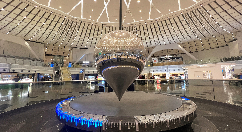 A premium, open-concept trade show pavilion architecture design featuring clear sightlines and wide entry pathways.