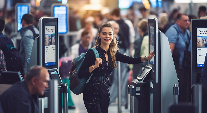 High-speed automated self-service registration kiosks deployed at a large-scale corporate summit entryway.
